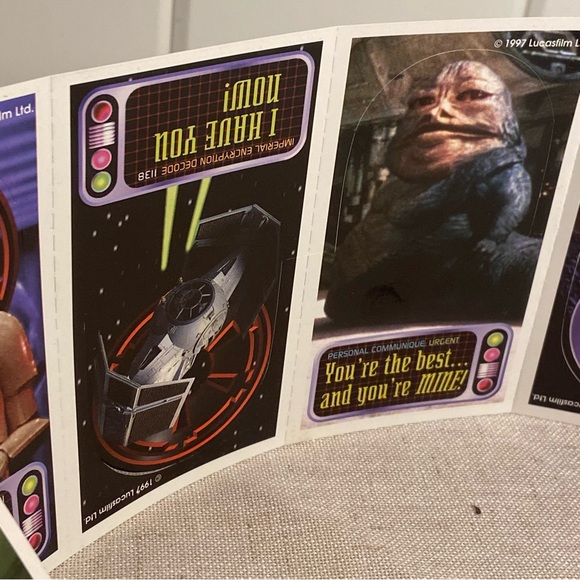 Vintage 90s Star Wars 30 stand up Valentine’s Day Cards 28 Temporary Tattoos - Picture 10 of 16